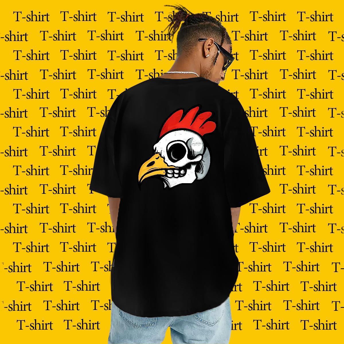 2024 Summer T-Shirts for Men 230g 100% Cotton chicken Spring Summer Tshirts Crew Neck Breathable Soft Men Tops Tees Custom Anime