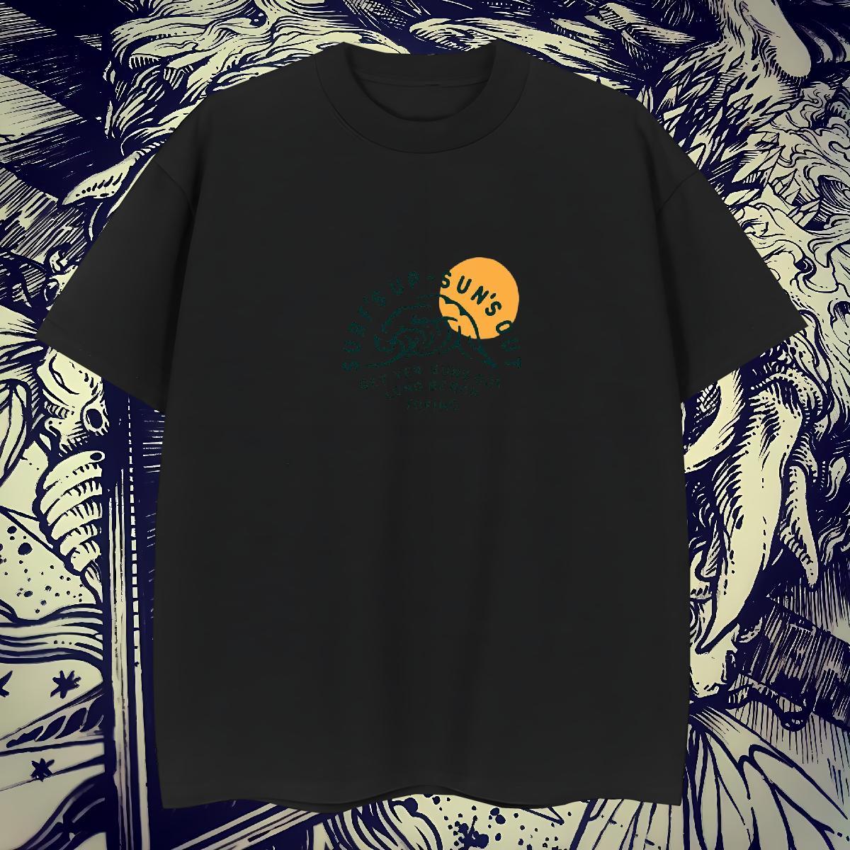 Classic Mens Tshirts 230g Pure Cotton Daily Outfit sea wave DIY Printed Short Sleeve O-Neck New T-Shirts Clothes