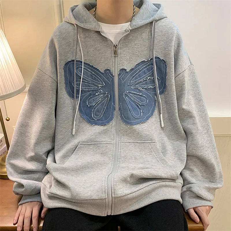 Lamuusaa Grunge y2k Hoodie Women Zip Up Long Sleeve Hooded Sweatshirt Jacket with Pockets Fairycore Clothes 240806