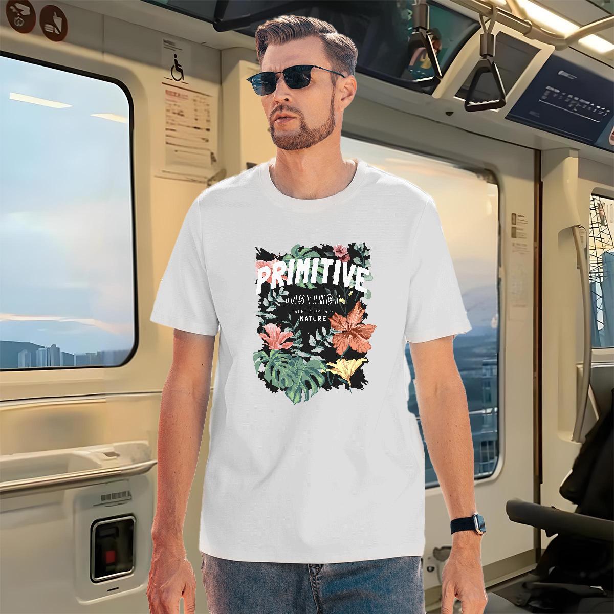 Designer Fashion T-Shirts for Men 100% Cotton 230g flower Casual Wear Breathable Short Sleeve Comfortable Men Tshirts Oversized 4XL