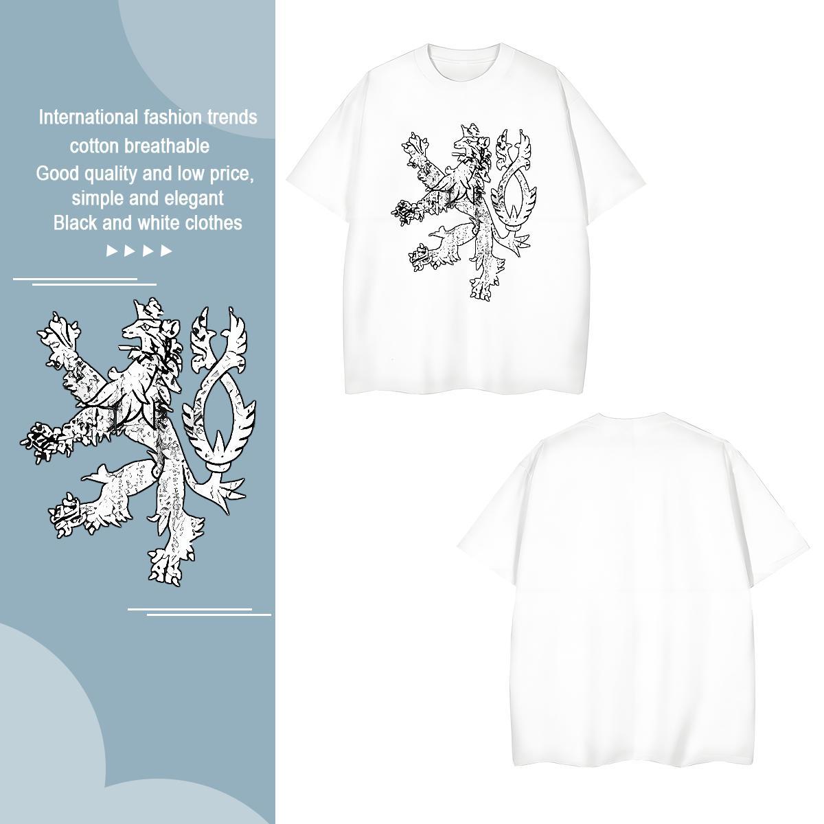 T-Shirts for Men 230g 100% Cotton painting Street wear Hip Hop Breathable Crew Neck Customized Print Couples T Shirts DIY Free Shipping Tees