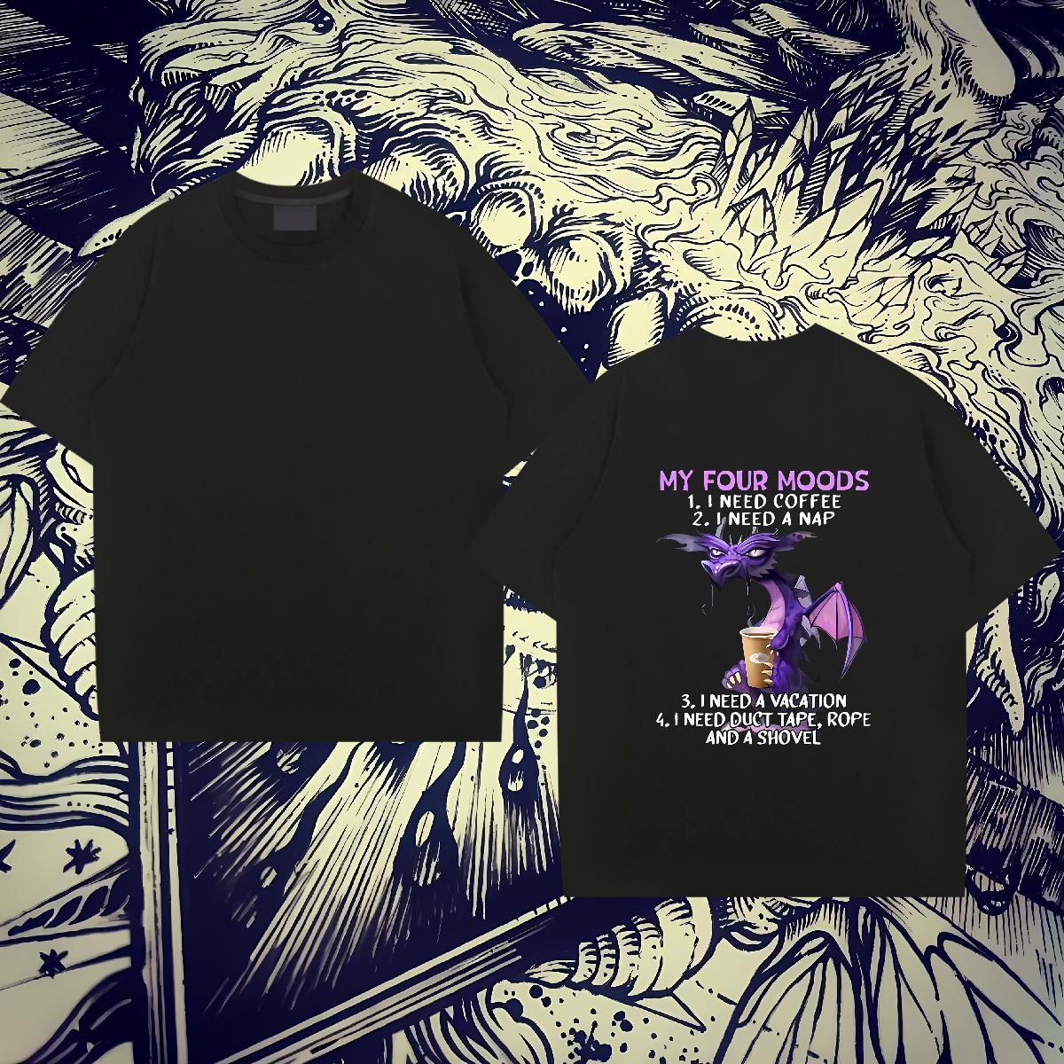 Fashion New T shirt 230g Pure Cotton dinosaur Hip Hop Polos Crew Neck Unisex Tshirt for Man Woman Oversized 4XL