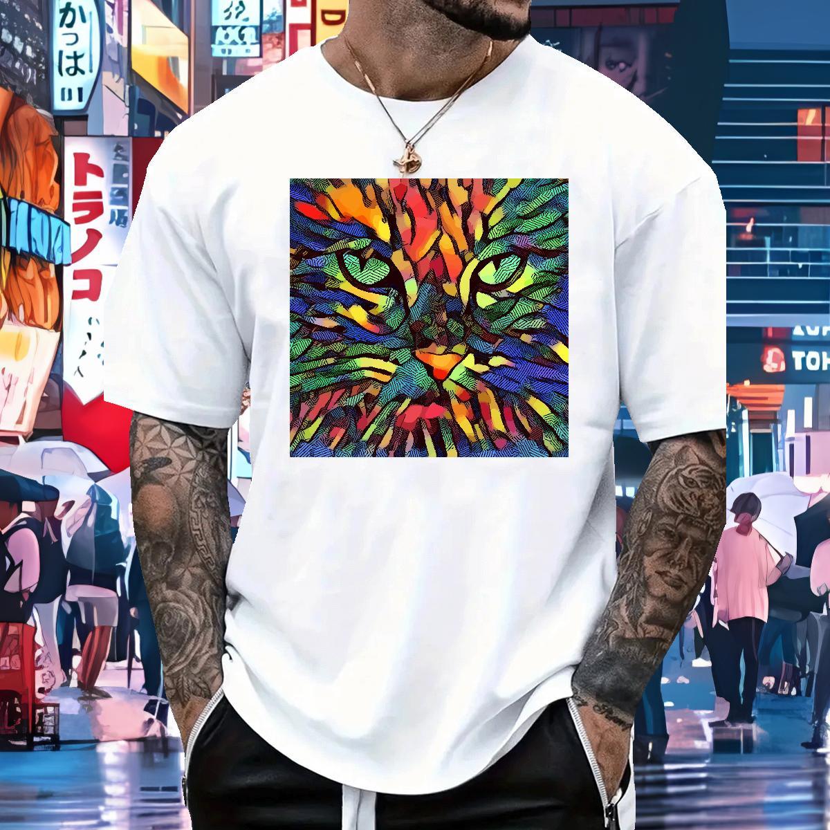 Designer Fashion T Shirts Men 230g Cotton cat Sports Casual Clothings O-Neck Short Sleeve TOP Quality Tshirts DIY