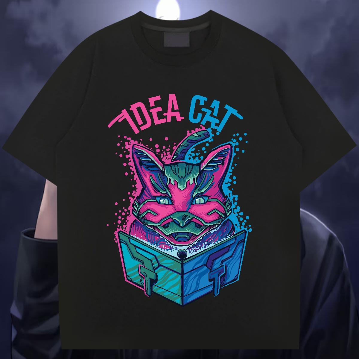 New Designer T Shirts Men 230g 100% Cotton cat Spring Summer Top Tees Breathable Short Sleeve Comfortable Men Tshirts Floral Print