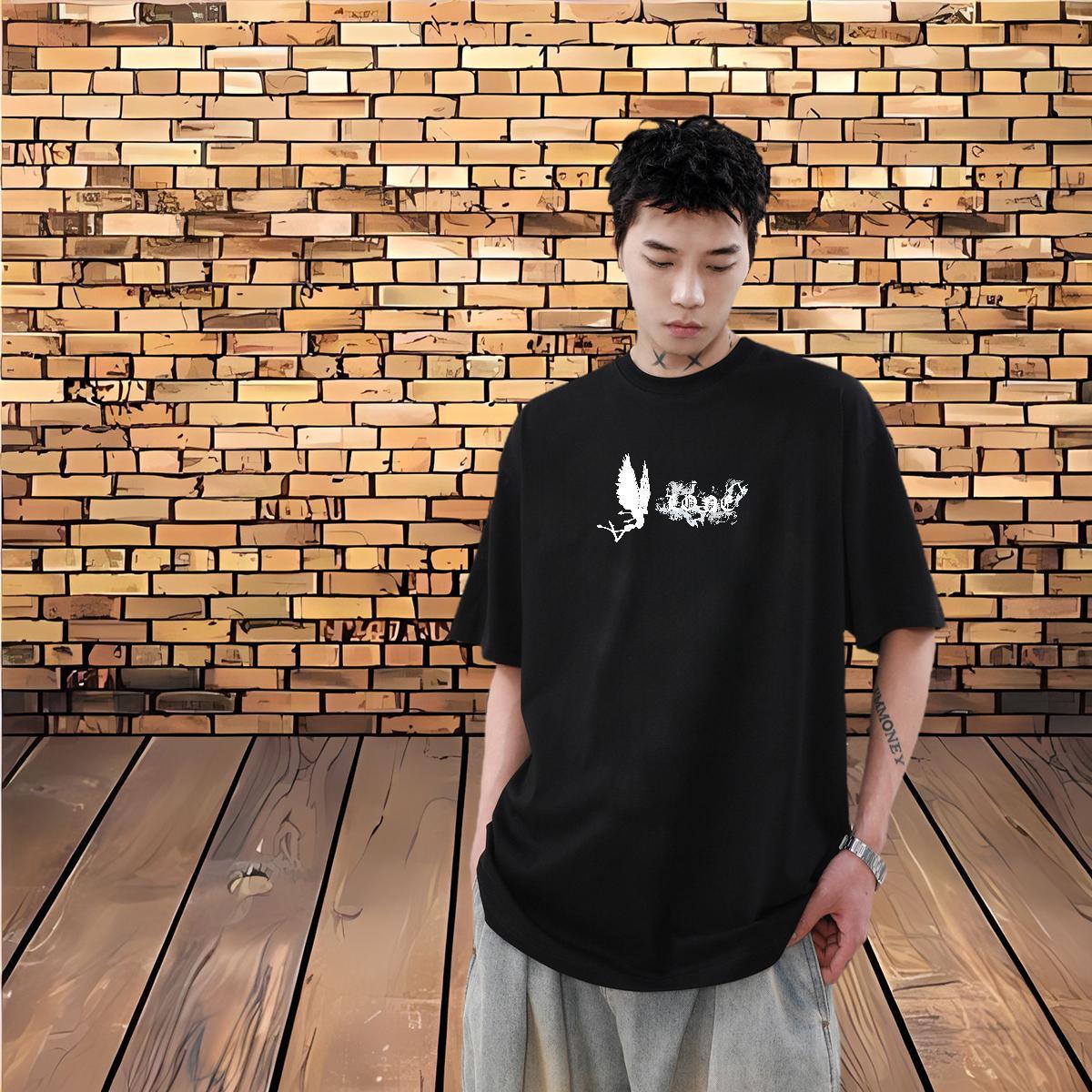 Factory Direct Mens T Shirts 230g Pure Cotton Butterfly Daily Wear Tees Breathable Soft Classic Men Tops Tees Customized