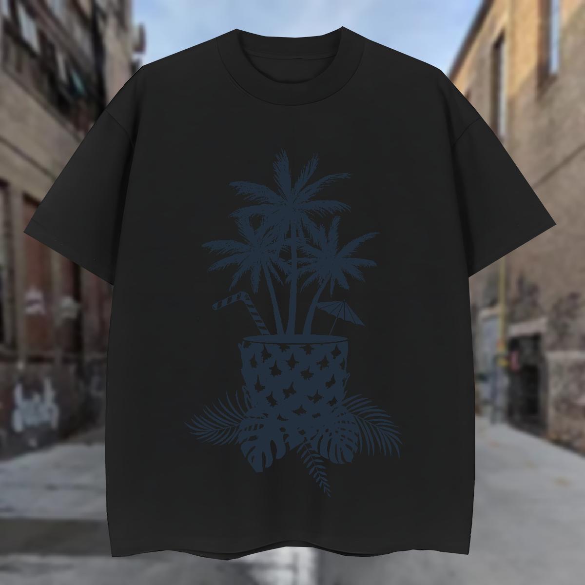 Mens T Shirts 230g 100% Cotton tree Daily Outfit Breathable Customized Tshirts 2024 DIY Loose Fit Tees