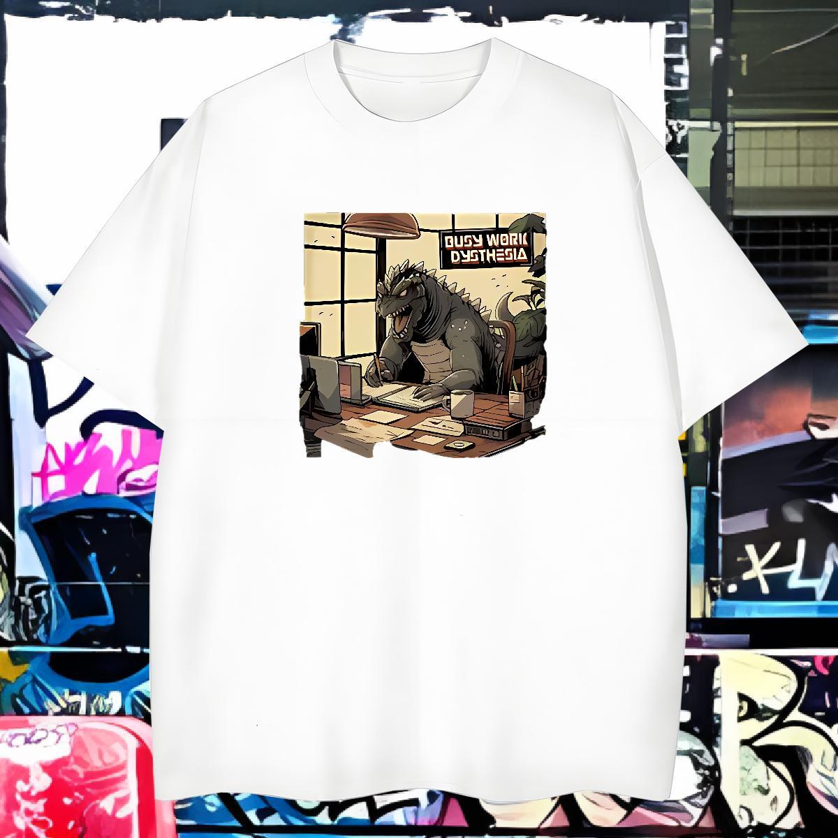 T-Shirts 230g 100% Cotton dinosaur Street Wear O-Neck Short Sleeve Oversized 3XL 4XL Men Tees Wholesale Brand Top Tees