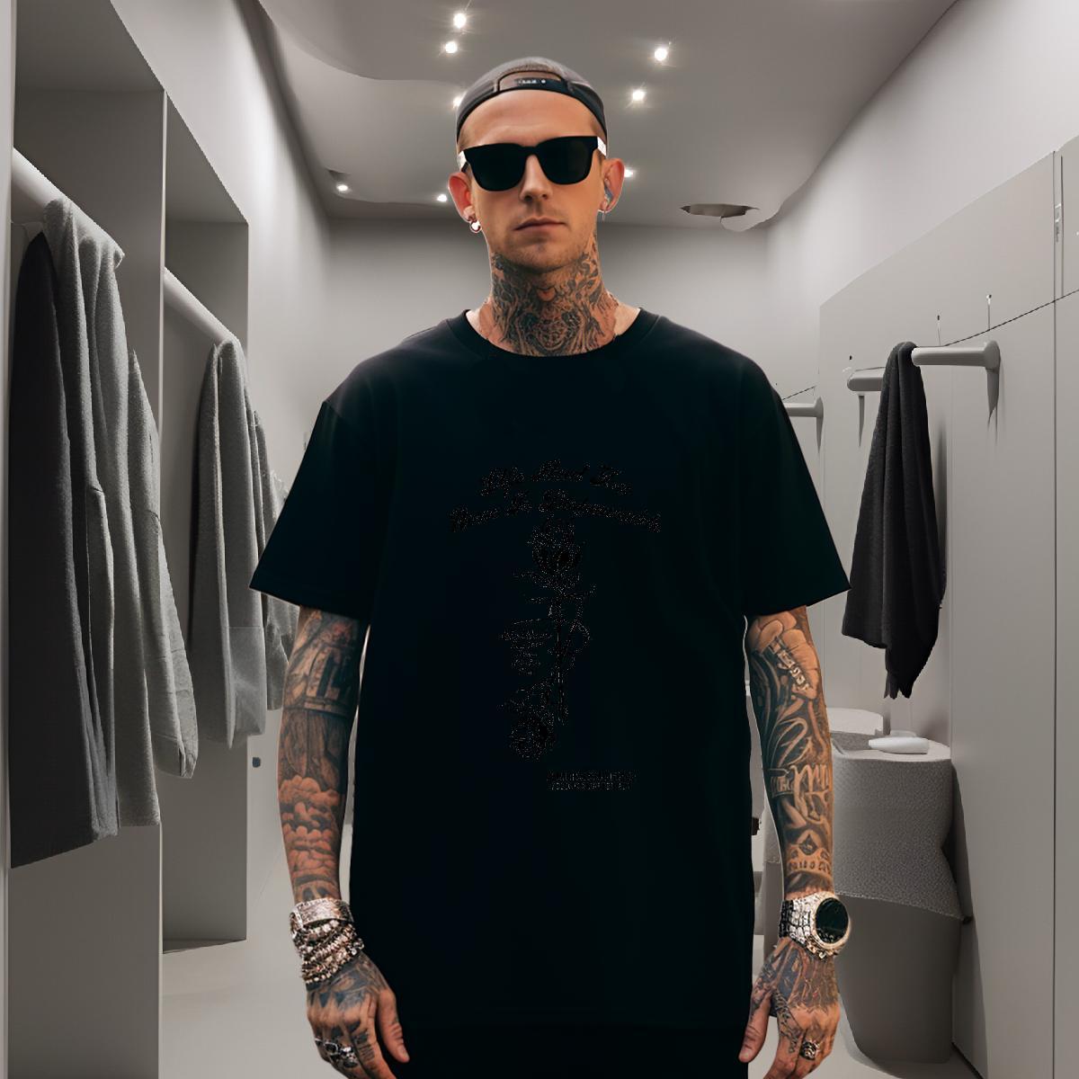 T Shirts Men 230g Cotton ROSE Daily Outfit Round Neck Short Sleeve Custom Print Plus Size Men Tops Tees Free Shipping Designer Wear