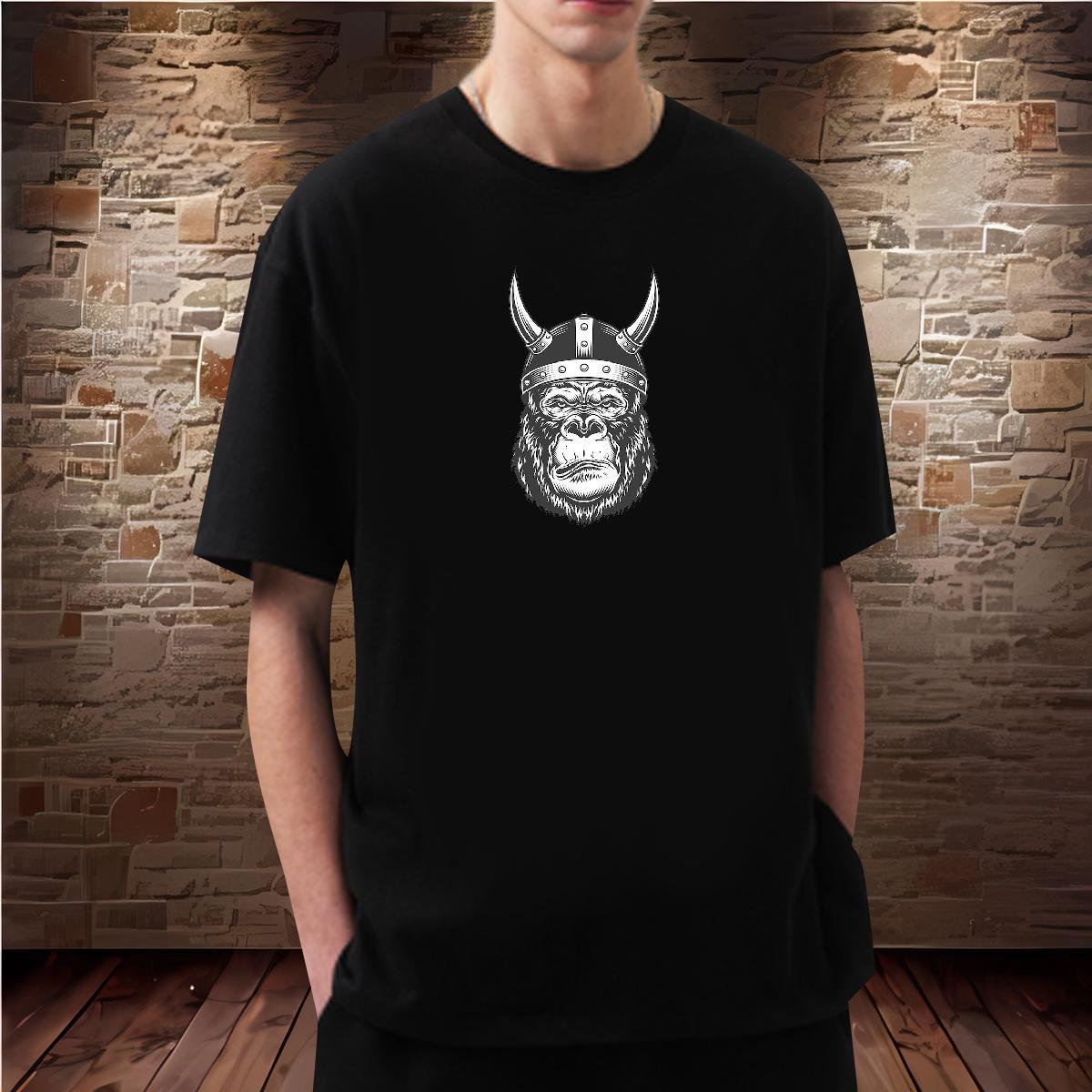 Man T Shirts 230g 100% Cotton chimpanzee Spring Summer Pure Cotton Floral Print Couples T Shirts Casual New Cool Design Wear