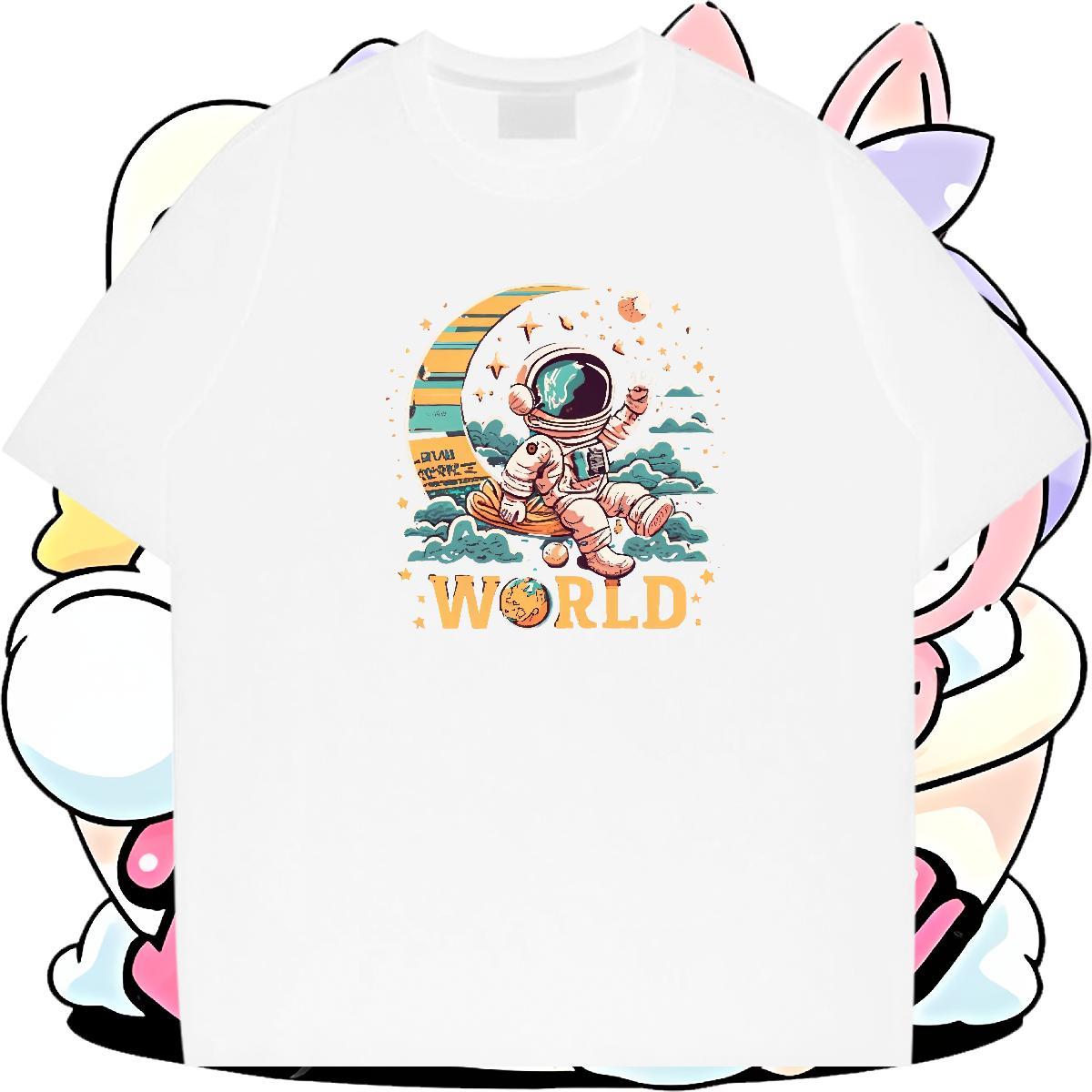 Popular Men Clothes T-Shirt 230g 100% Cotton Casual Daily Wear spaceman Custom Print Plus Size O-Neck Short Sleeve 2024 Summer Men T Shirts Top Tees