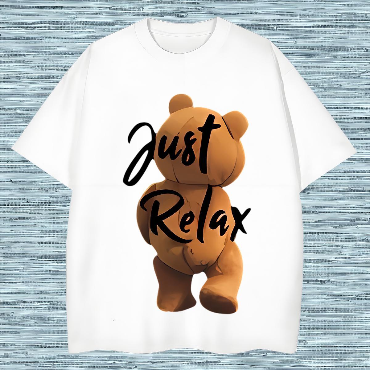 T shirt 230g Cotton bear Beach Breathable Crew Neck Oversized Tshirt for Man Woman Casual New Designer Clothings