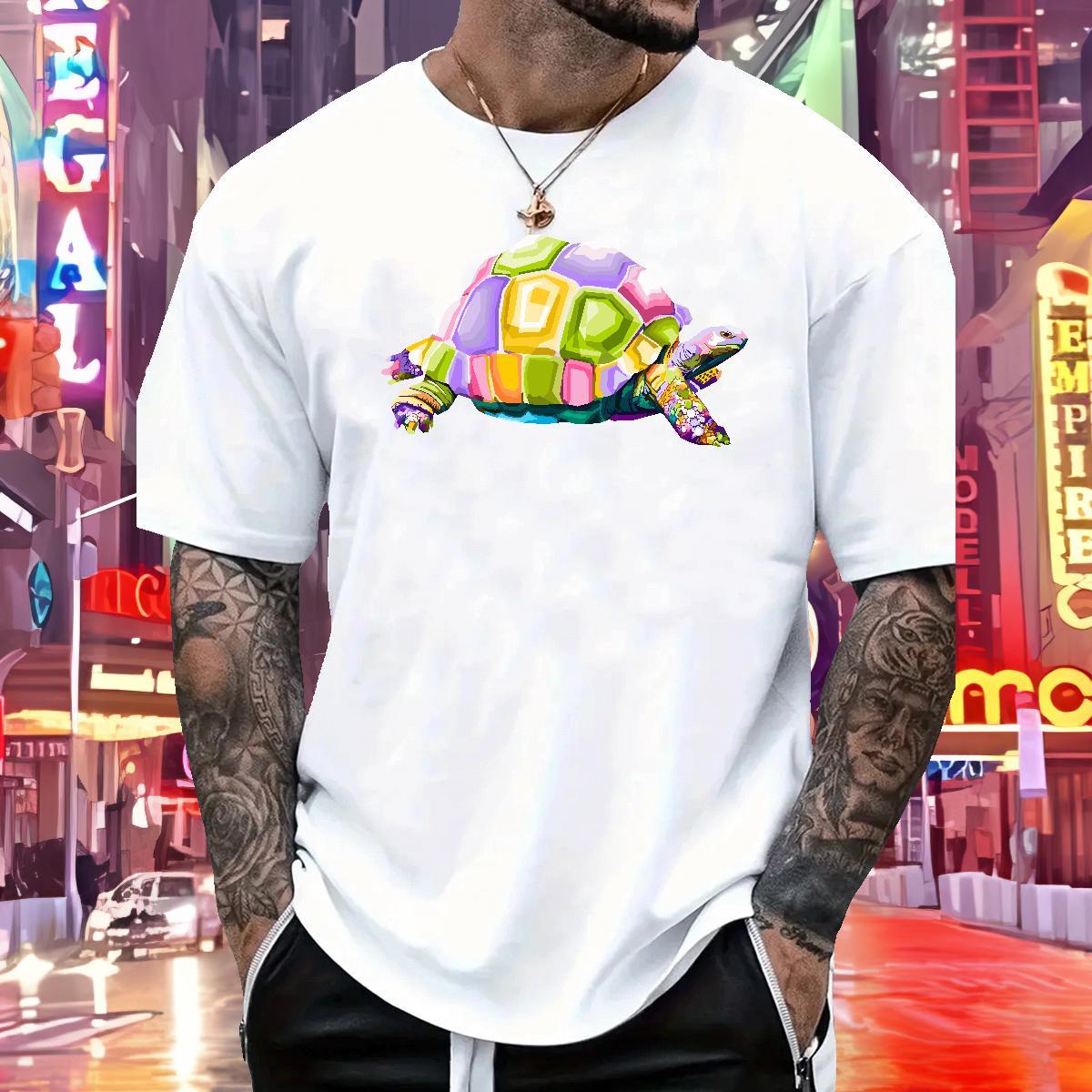 Classic Mens T Shirts 230g Cotton tortoise Daily Outfit Tees Breathable Soft Comfortable Men Clothes T-Shirt Oversized 3XL 4XL