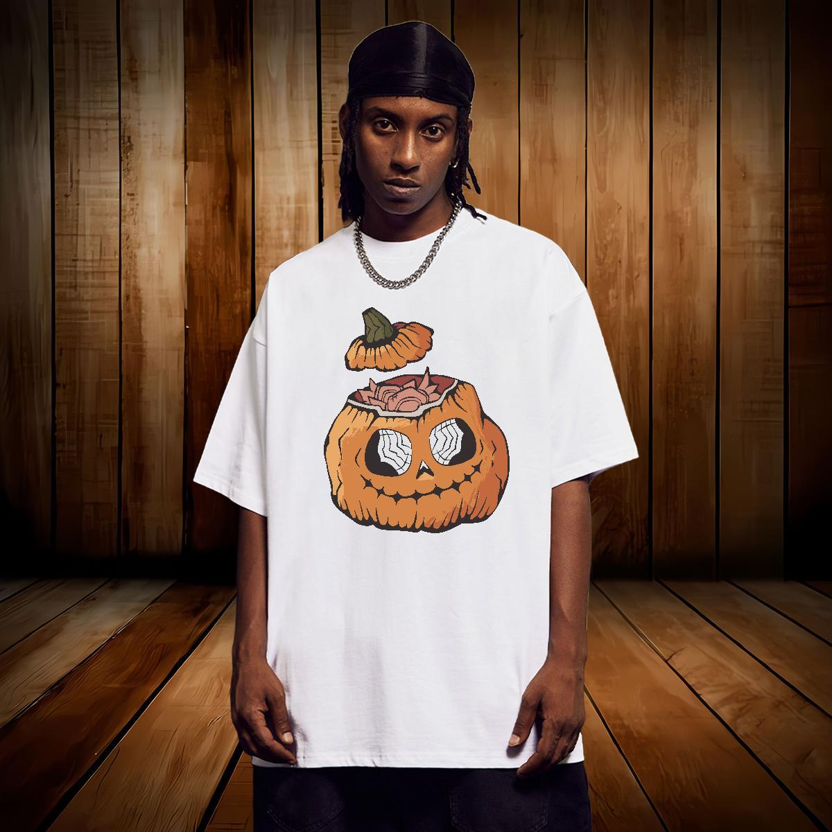 Designer Fashion Man T Shirts 230g 100% Cotton pumpkin Summer Casual Tops Tees Breathable Crew Neck Unisex Men Tops Tees Asian Size