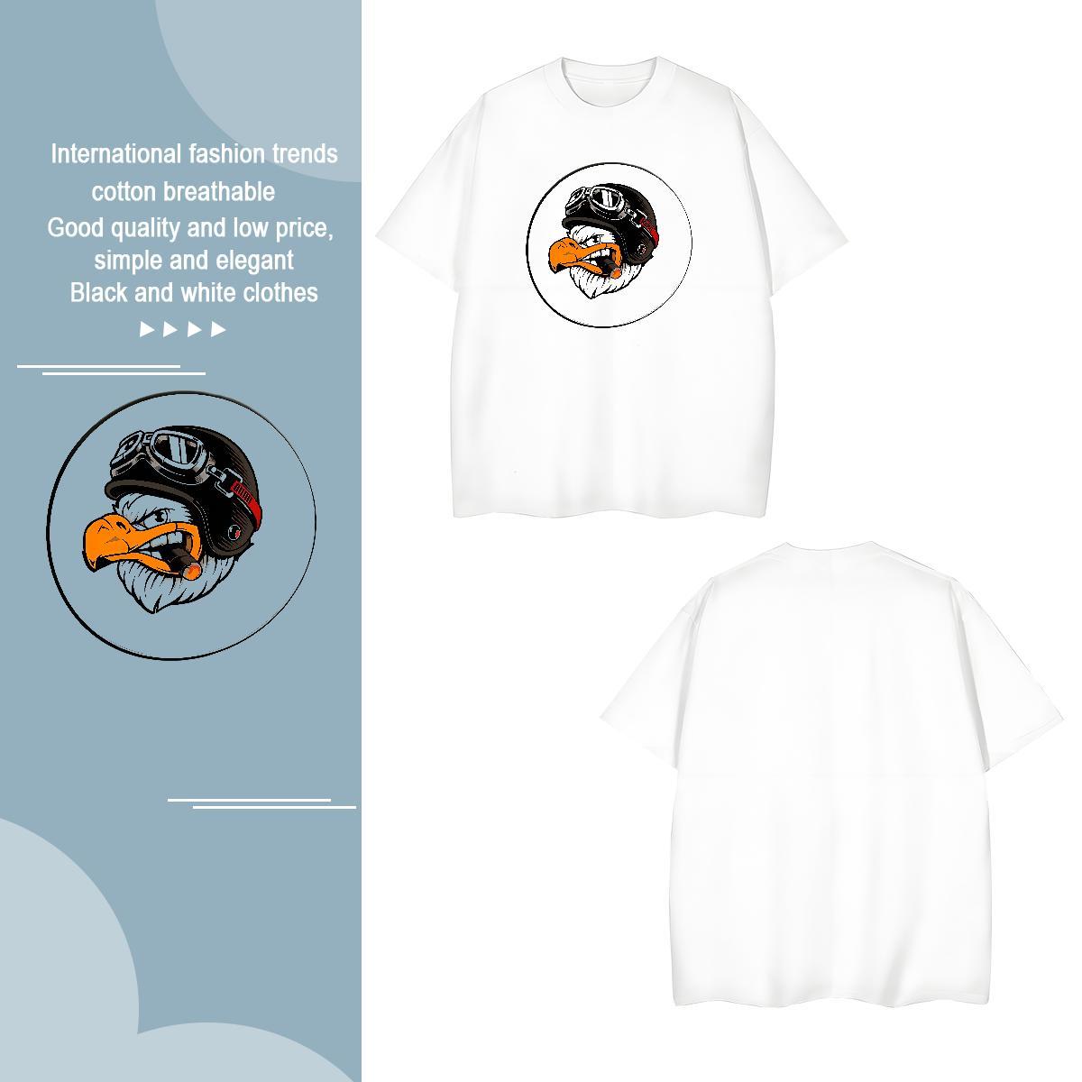 Unisex Couples T Shirts 230g 100% Cotton eagle T-Shirts Casual Daily Wear Crew Neck Breathable Asian Size Wholesale Tees