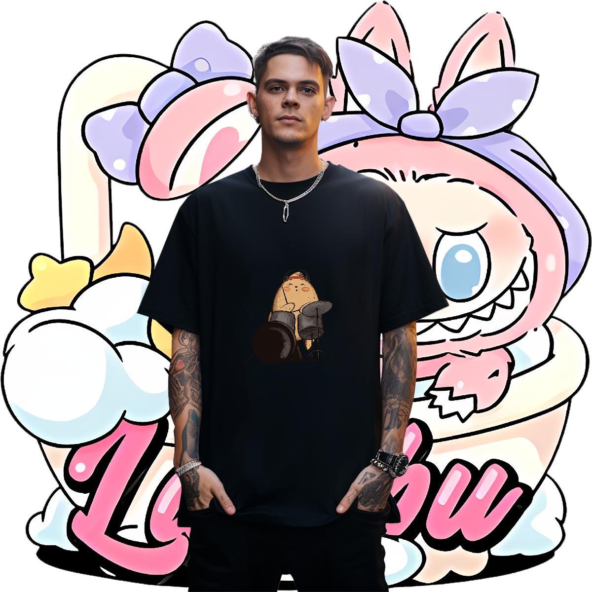 Loose Mens Tshirts 230g 100% Cotton Outdoor mouse DIY Breathable Short Sleeve 2024 Summer T-Shirts Tops