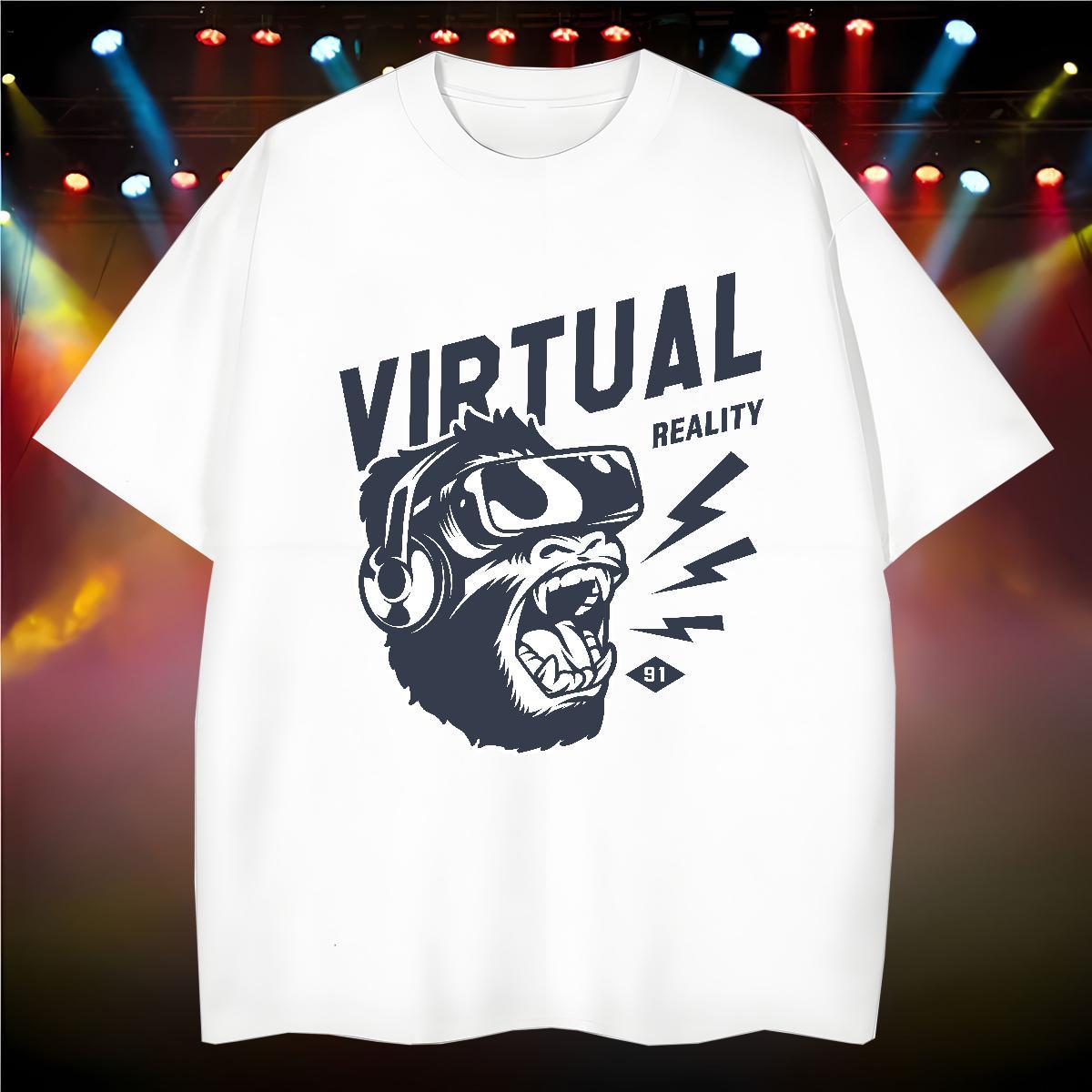 Men T Shirts 230g 100% Cotton chimpanzee High Street Hip Hop Crew Neck Breathable Oversized Men Clothes T-Shirt Stylist High Quality Tops