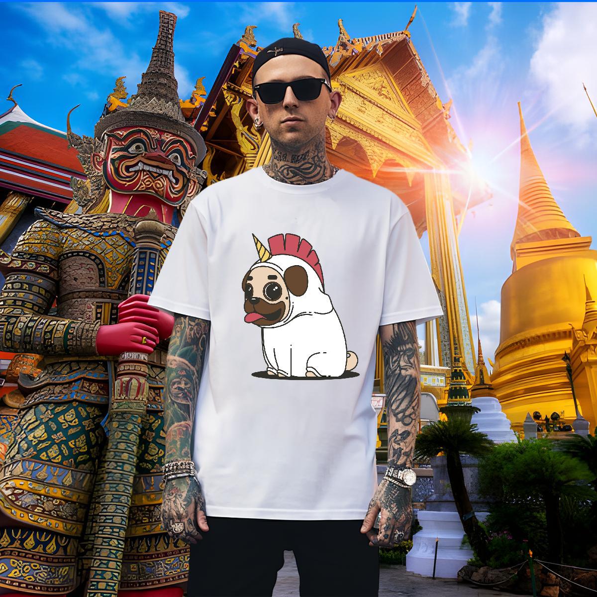 Designer Men Tops Tees 100% Cotton 230g Dog T Shirt For Man Street Wear Crew Neck DIY Anime Wholesale Tees Shirts