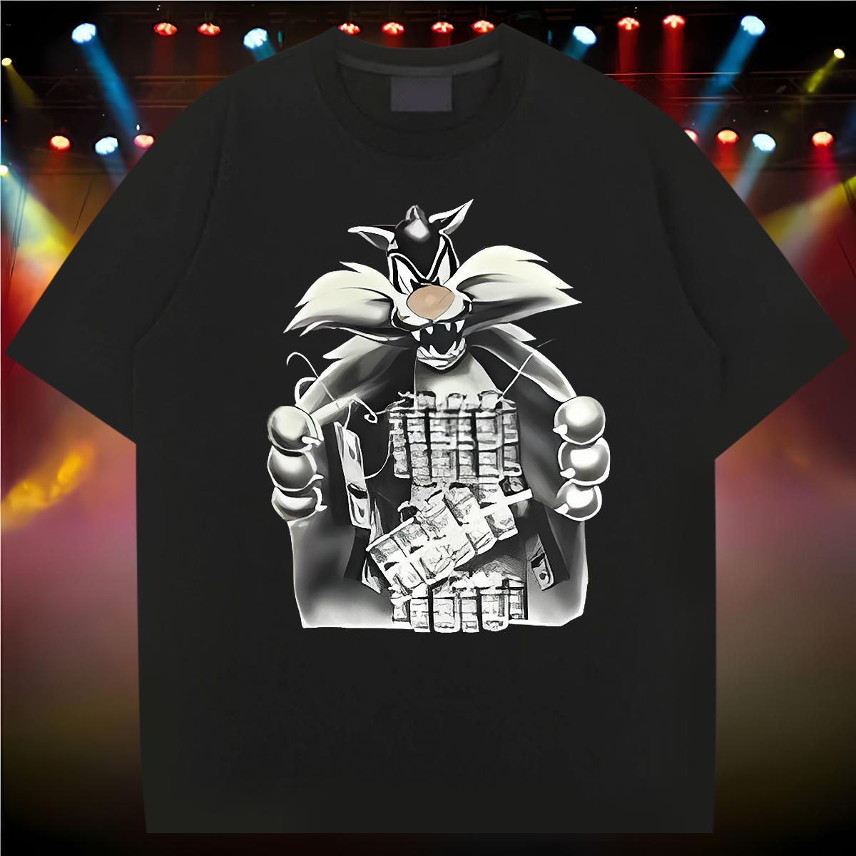 Men T Shirts 100% Cotton 230g cat Daily Wear Breathable DIY Printed Men Tops Tees New Designer High Quality Top Tees