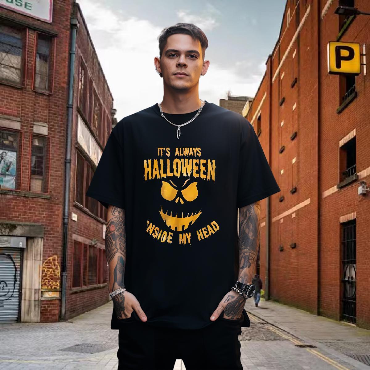 T-Shirts for Men 230g Pure Cotton halloween Hip Hop Street O Neck Short Sleeves Floral Print Men Tees Wholesale High Quality Tops
