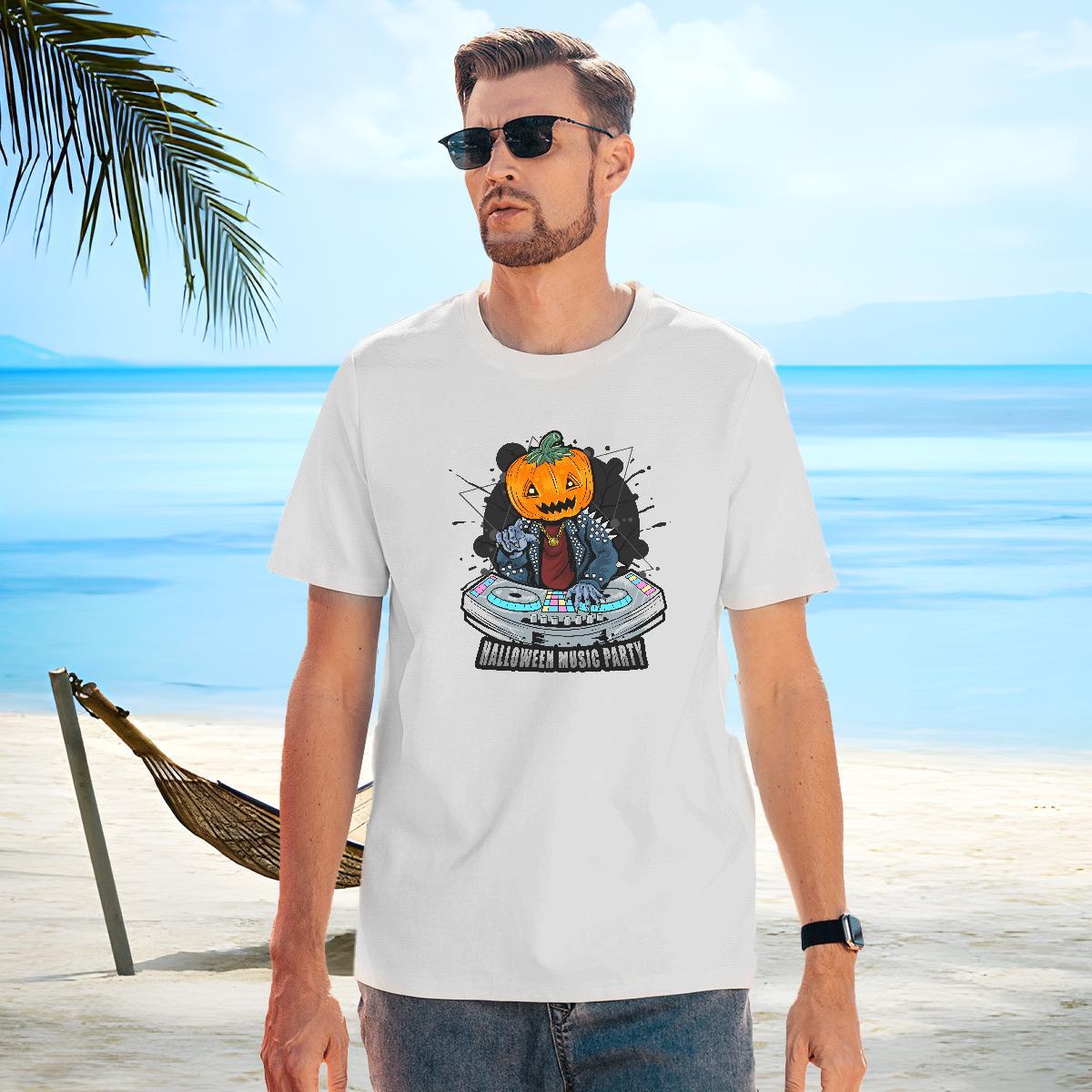 Cool Design Men Clothes T-Shirt 230g Cotton Halloween T-Shirts Daily Outfit Short Sleeve O-Neck Oversized 3XL 4XL New Polos