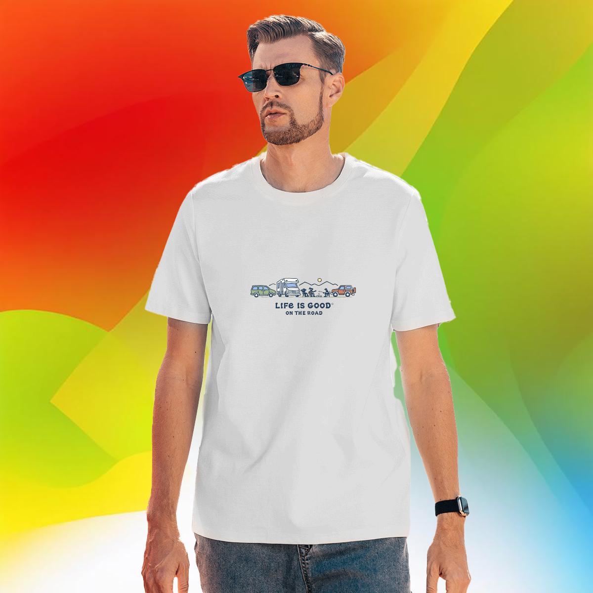 High Quality Mens Tshirts 230g 100% Cotton Street mountains Black White Breathable Crew Neck Fashion Casual T-Shirts Clothes