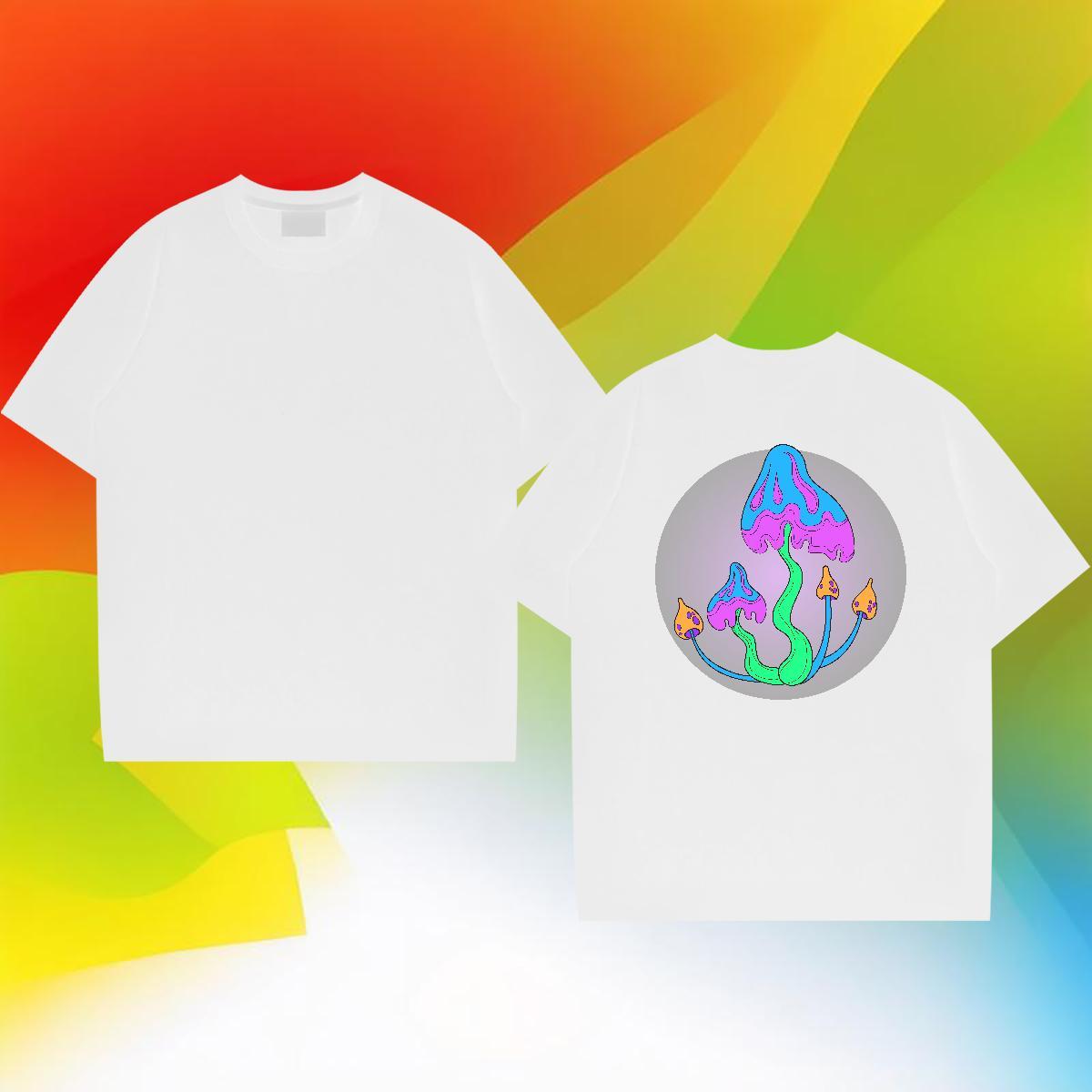 Brand Mens T Shirts 230g 100% Cotton mushroom Anime Printing Street Tops Tees Pure Cotton Popular Mens Tshirts Plus Size Cartoon