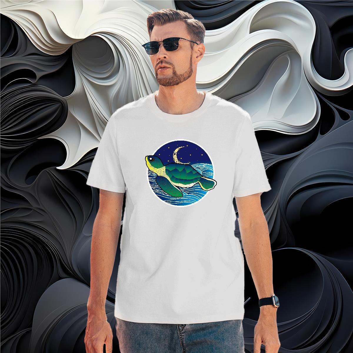 T Shirts Men 230g Pure Cotton tortoise Beach Round Neck Short Sleeve DIY Logo Oversized Couples T Shirts Casual New Wholesale Tees Shirts