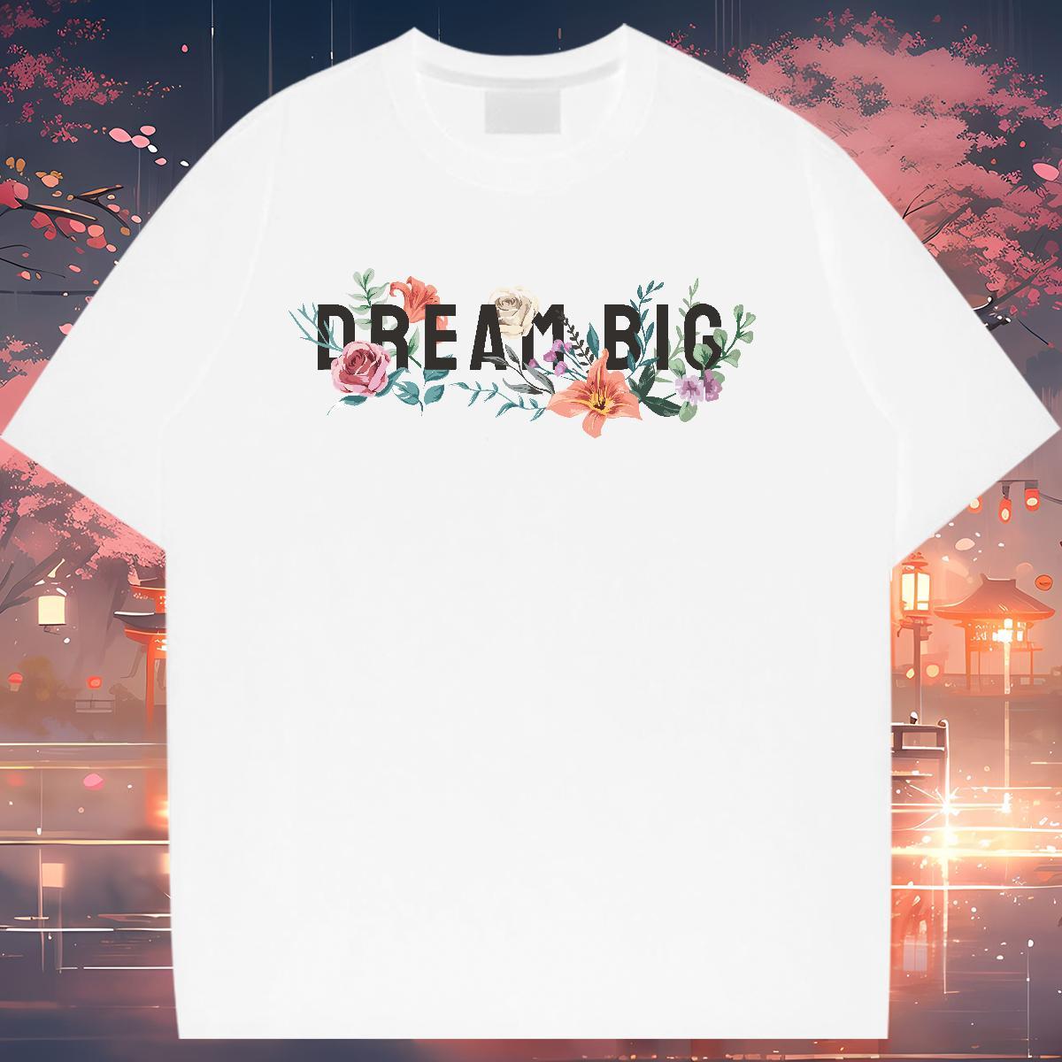 Nice Woman T Shirts Short sleeve Soft Woman Tshirt Anime Print flower Street 230g 100% Cotton 2024 Casual Clothes