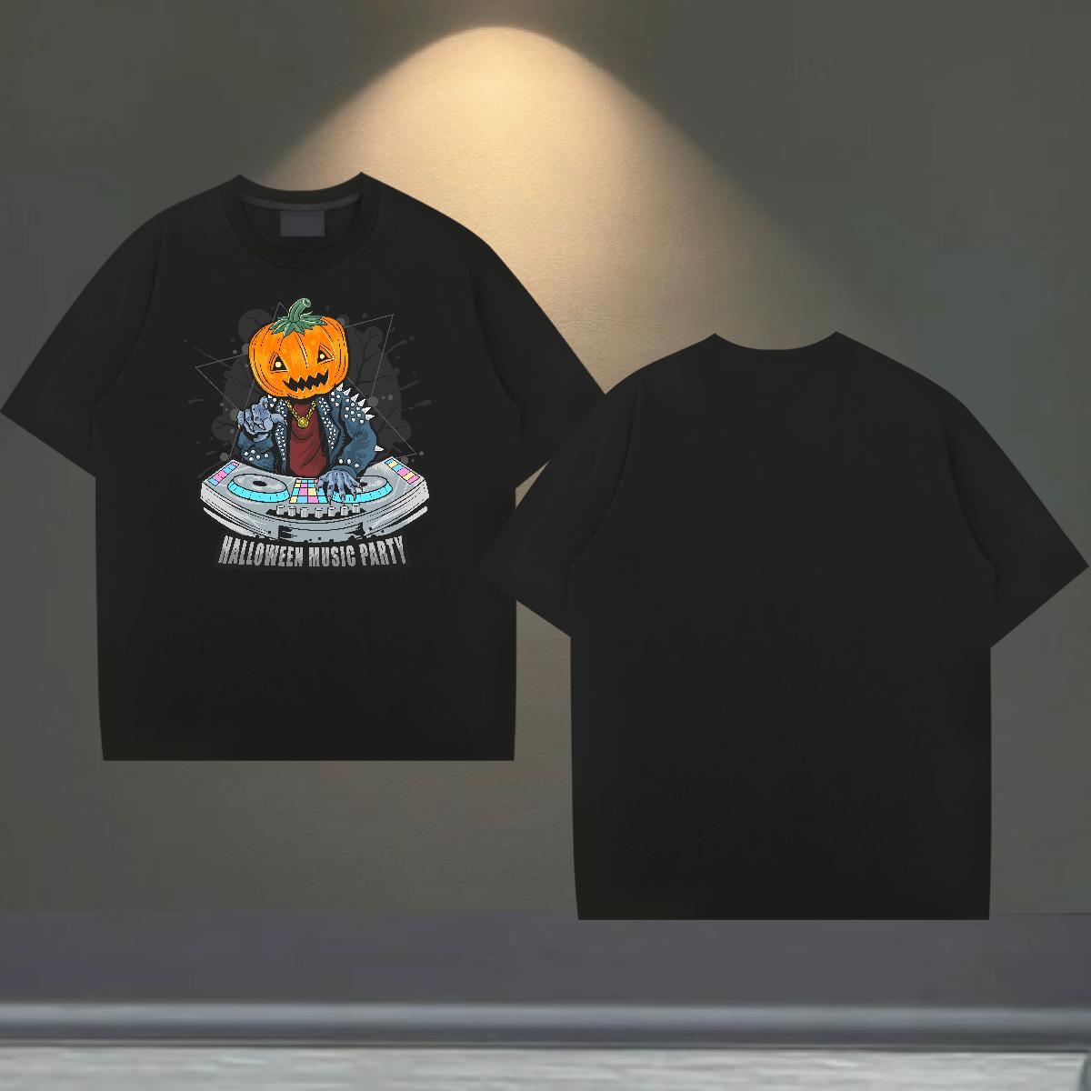 2024 New T-Shirts for Men 230g Cotton pumpkin Home Outdoor Clothings Breathable Crew Neck Popular Men Tshirts Black White