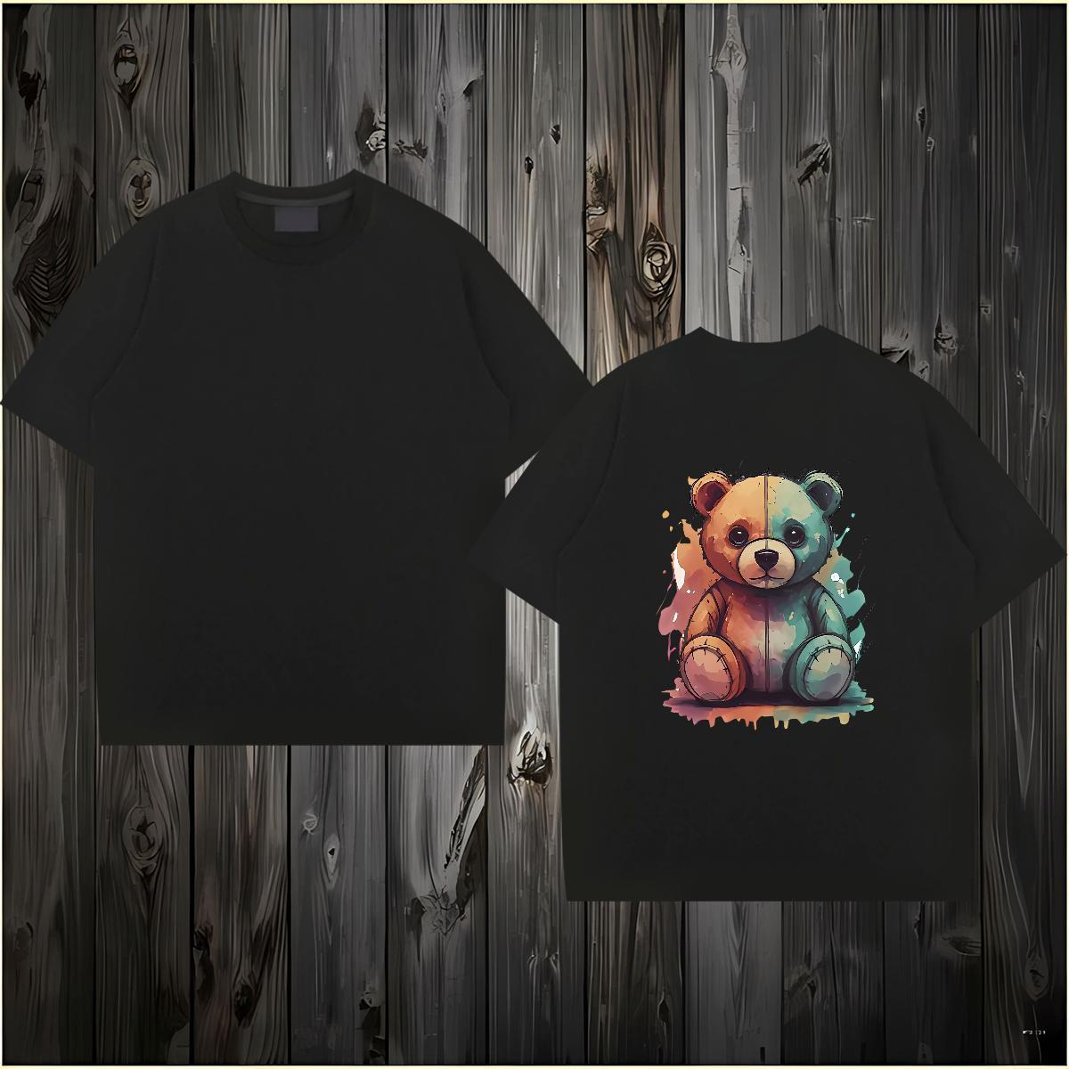 Free Shipping T Shirts Men 230g Cotton bear Spring Summer Top Tees Breathable Crew Neck Cool Couples T Shirts Black White