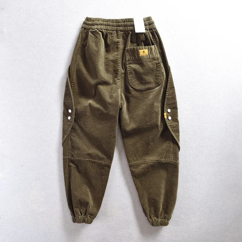Autumn and Winter Cotton Cargo Corduroy Mens Pants Comfortable Soft Retro Street Safari Style Trousers AZ643 240806