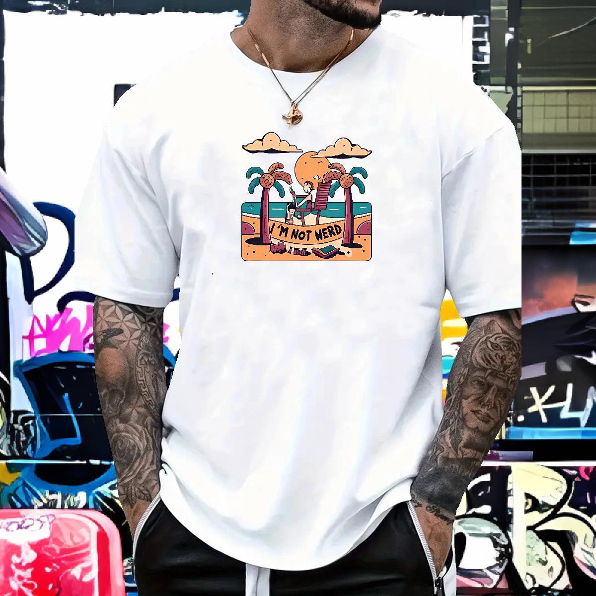 New T shirt 100% Cotton 230g sea Home Outdoor Tee Shirt Round Neck Short Sleeve Cool Design Men Tees Plus Size Cartoon