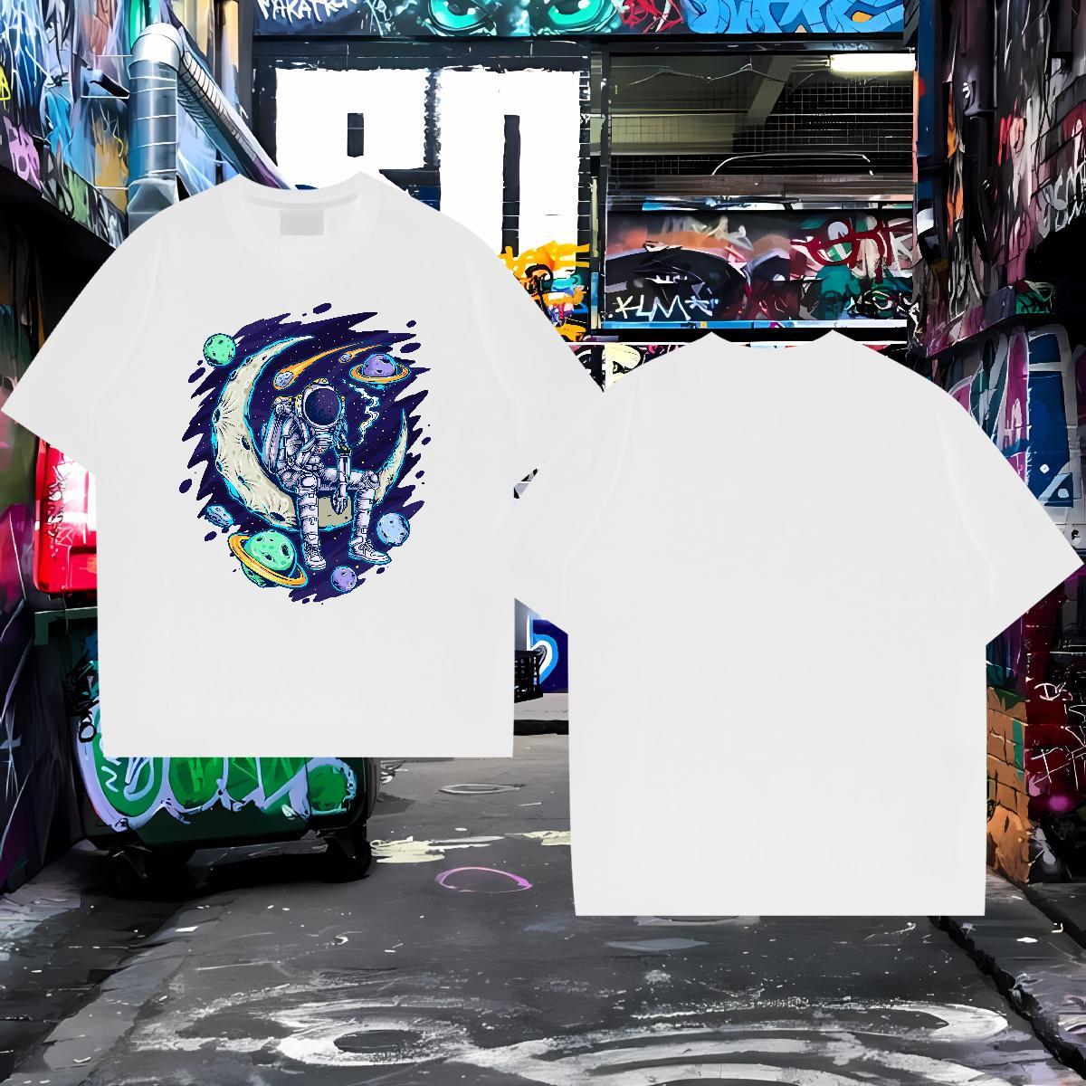 T-Shirts for Men 230g Cotton universe Street Breathable Short Sleeve Oversized 4XL Tshirt for Man Woman DIY Customized Soft Tops Tees