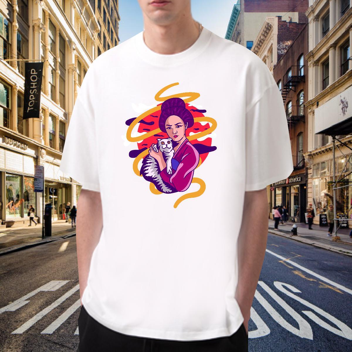 T-Shirts 230g Pure Cotton women Casual O Neck Short Sleeves DIY Logo Oversized Men Clothes T-Shirt 2024 Summer Cool Design Tshirts