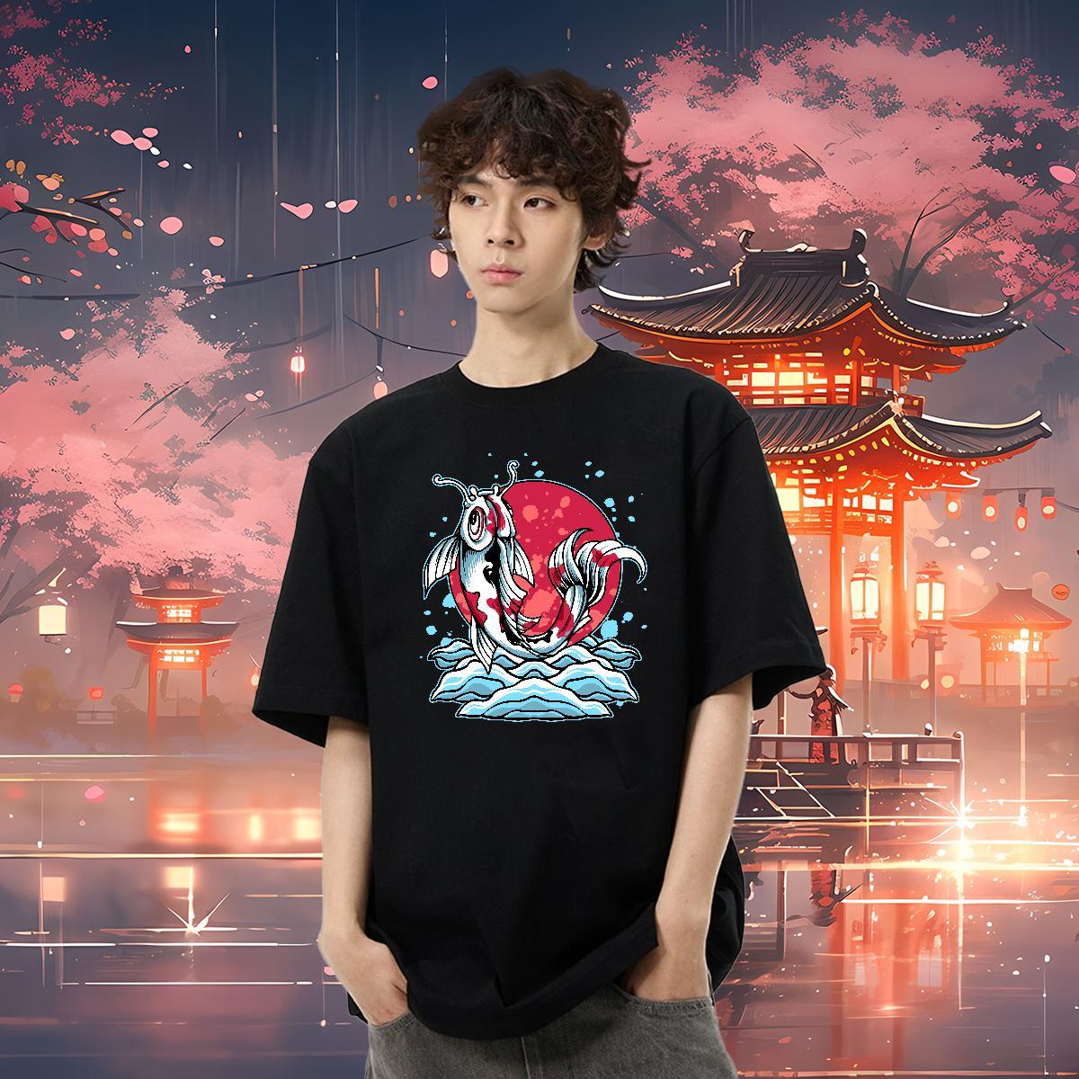 DIY T-Shirts 230g Cotton Daily Wear Tees Shirts Crew Neck Breathable Loose Fit Tshirts Anime
