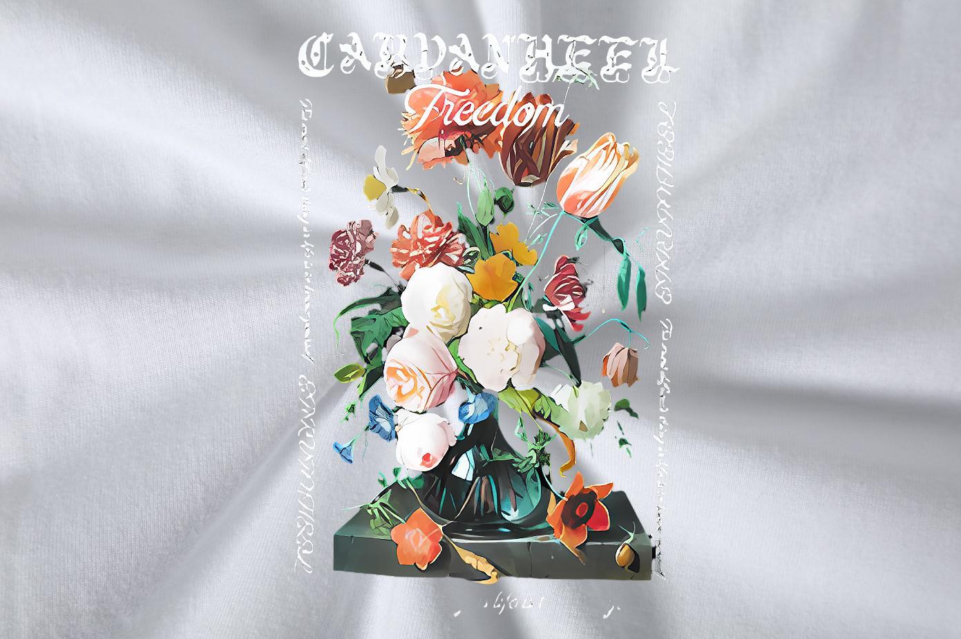 2024 New T-Shirts for Men 230g Cotton flower Hip Hop Street Tees Breathable Short Sleeve High Quality Tshirts Plus Size Cartoon