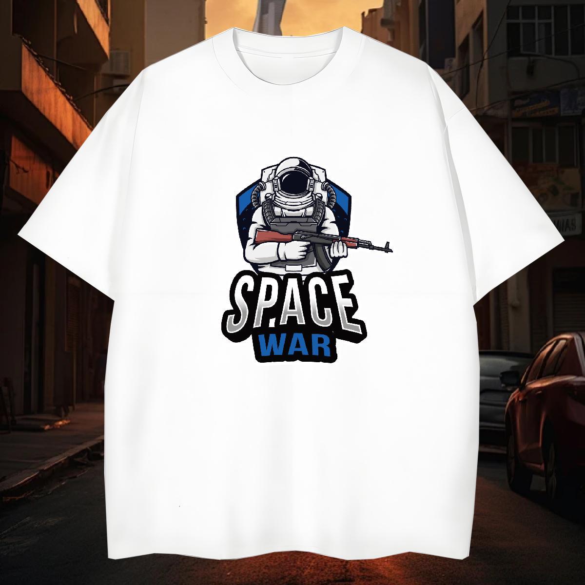 T Shirt For Man 100% Cotton 230g cosmonaut High Street Hip Hop O-Neck Short Sleeve Floral Print Mens Tshirts DIY Customized Designer Tops Shirt