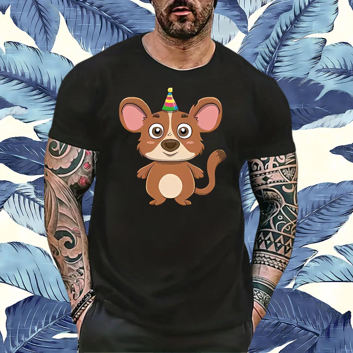 Casual New T-Shirts 230g Pure Cotton mouse Outdoor Tops Shirt O Neck Short Sleeves Comfortable Mens Tshirts Cartoon Print