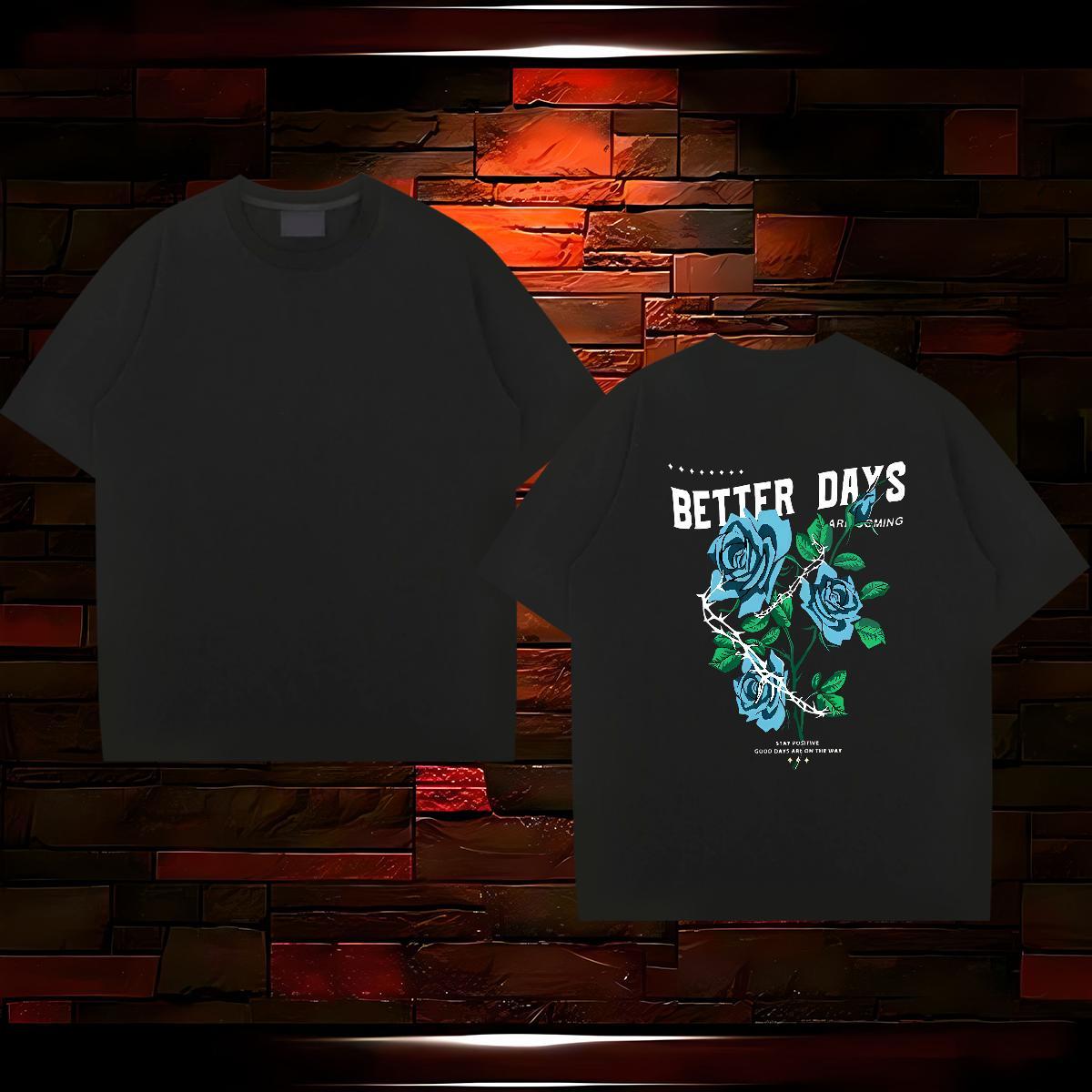 Free Shipping T shirt 230g Pure Cotton flower Daily Outfit Tee Shirt Breathable Short Sleeve Brand Men Tops Tees Customized Print