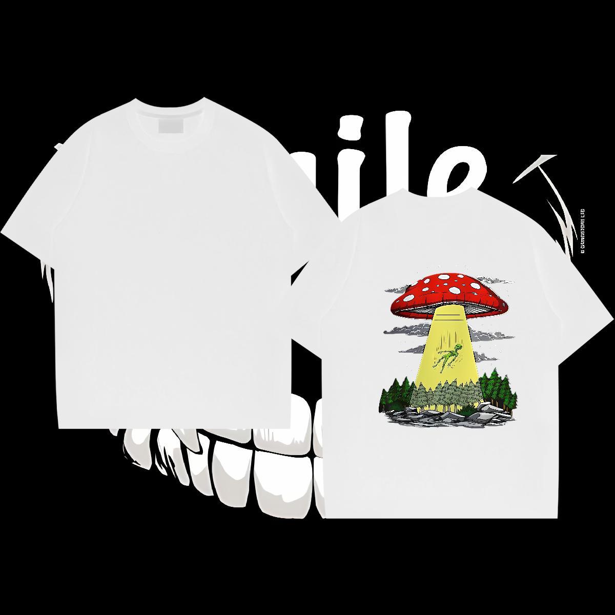Casual New T-Shirts 230g Pure Cotton mushroom Daily Outfit Clothings Breathable Crew Neck Popular Couples T Shirts DIY Anime