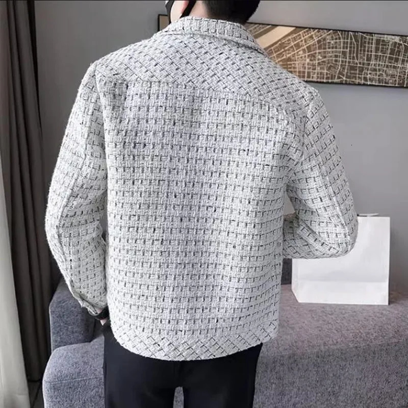 Plain weave jacket lapel slim fit casual mens jacket fashionable slim fit mens jacket spring mens jacket Jaqueta Motoqueiro 3XL-M240806
