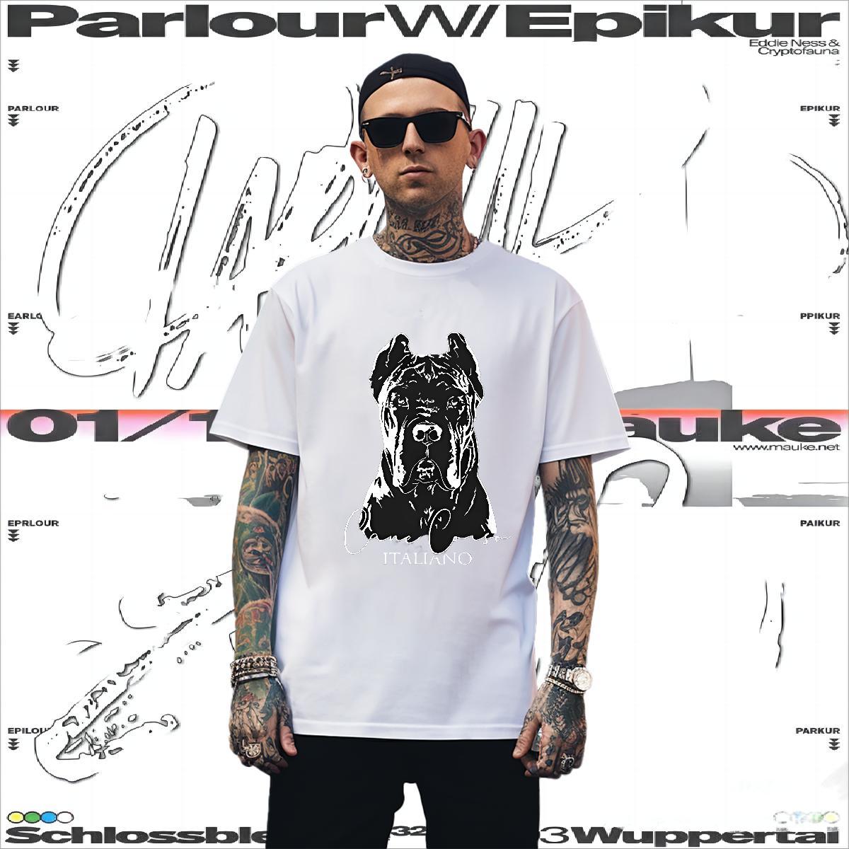 T-Shirts for Men 230g 100% Cotton dog Casual Daily Wear Breathable Crew Neck Custom Cartoon Tshirts Casual New Free Shipping Polos