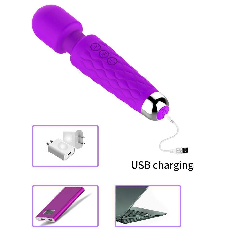 Factory Outlet Charging 20 Modes 8 Speed Silicone Sex Toys Clitoris G Spot Massage Vibrating Women Av Magic Wand Vibrator