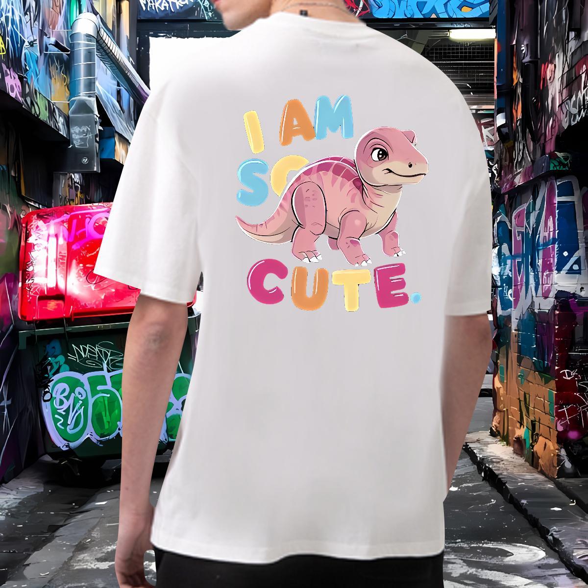 New Arrival T-Shirts 230g Cotton dinosaur Street Wear Tops Tees Short Sleeve Soft Comfortable Men Clothes T-Shirt Plus Size Cartoon