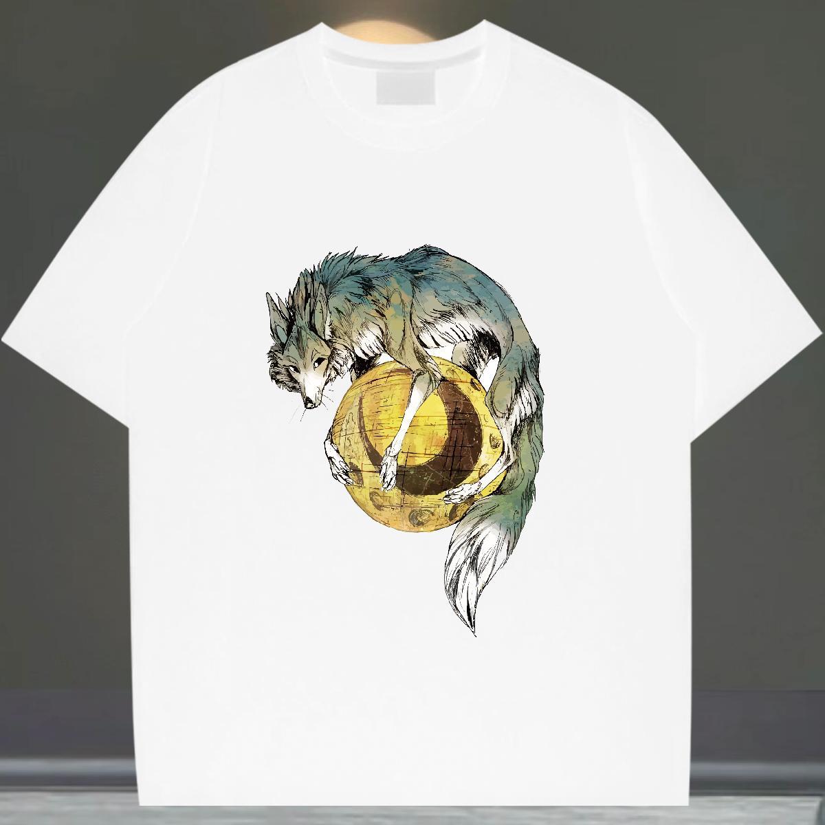 Brand Tshirt for Man Woman 230g Pure Cotton Sport wolf Custom Print Plus Size Breathable Short Sleeve 2024 Men T Shirts Tops Shirt