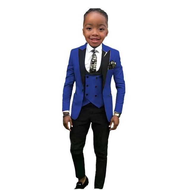 Suits Boys Suits Jacket Pants Vest 3 Piece Set Formal Wedding Tuxedo Fashion Clothes for Kids Peak Lapel Blazer Child