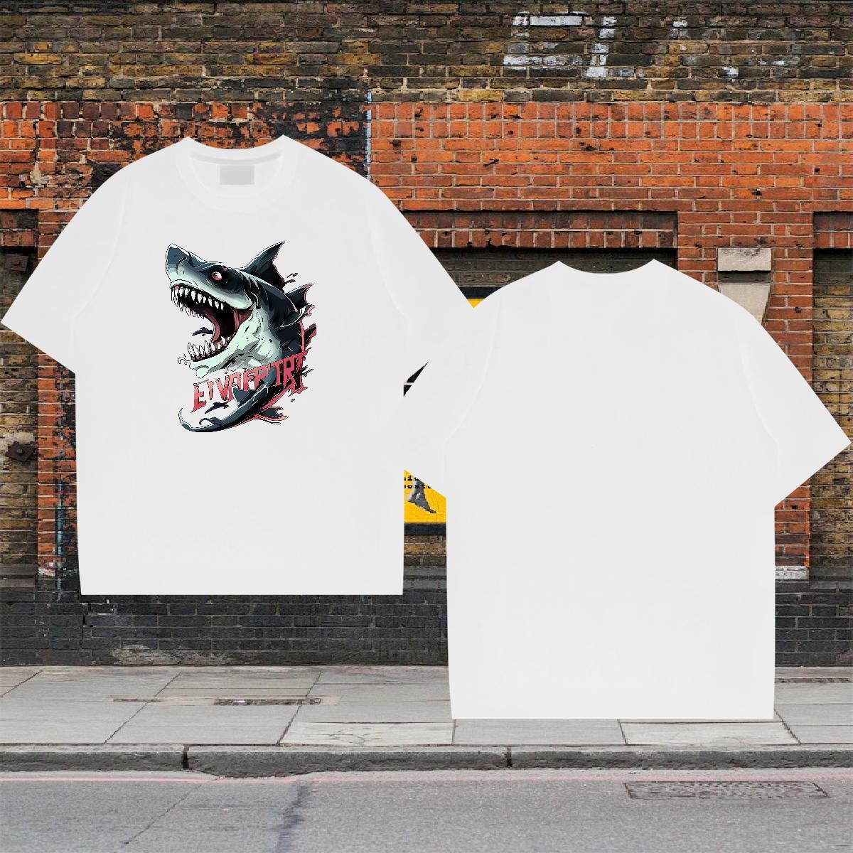 Factory Direct Man T Shirts 100% Cotton 230g shark Daily Outfit Tshirts Round Neck Short Sleeve Soft Men Tshirts Customized Print