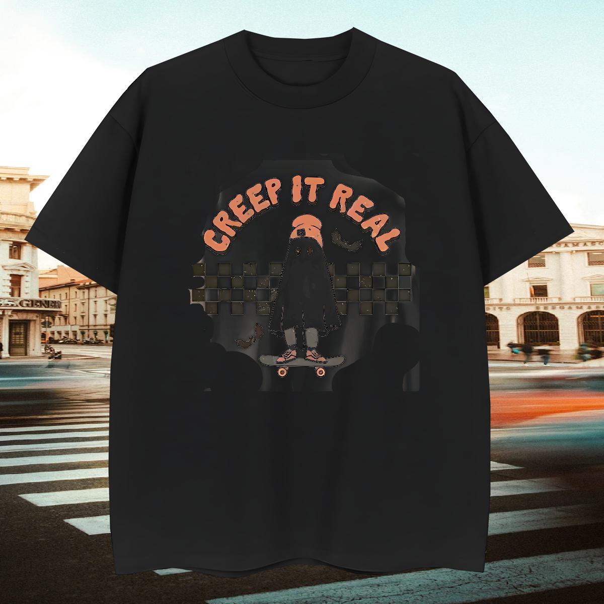 Designer Men Tees 230g Pure Cotton halloween Men T Shirts Beach Breathable Short Sleeve Cartoon Printing L-4XL Custom Wear