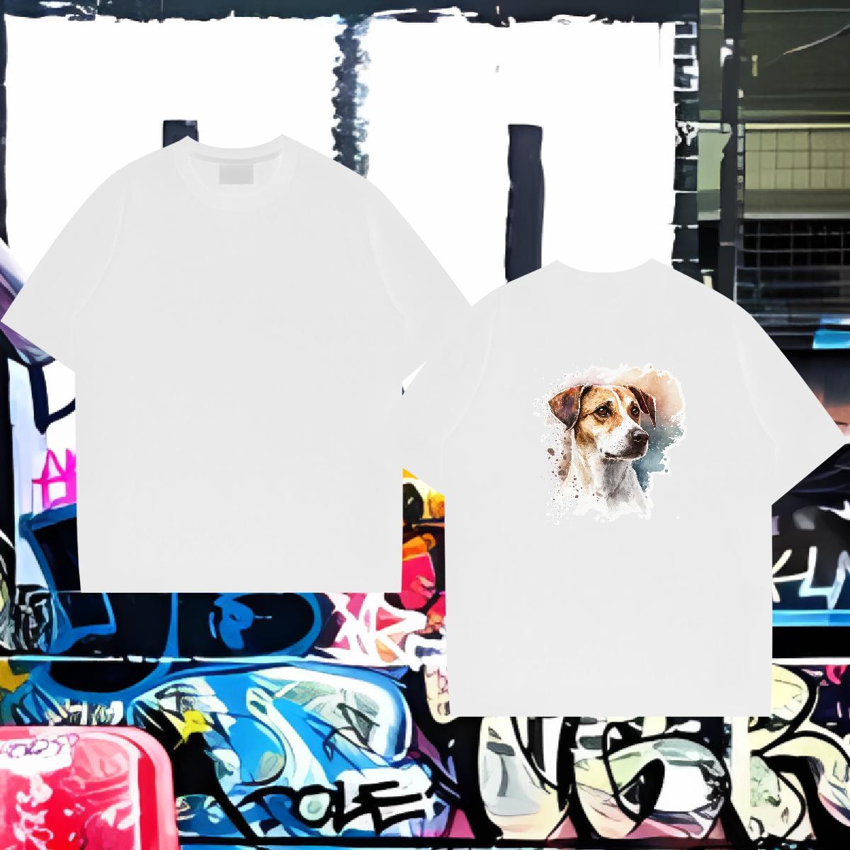 Casual New T Shirts Men 230g Cotton dog Hip Hop Clothes Breathable Soft Loose Fit Men Tees Custom Anime