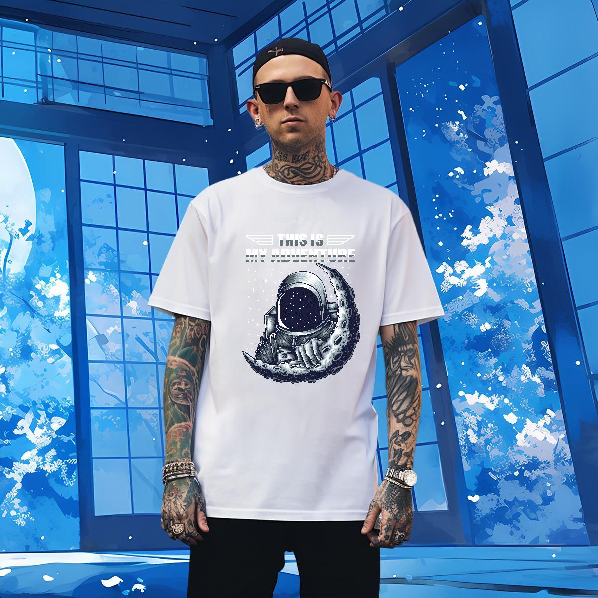 T Shirts Men 100% Cotton 230g outer space Outdoor Breathable Short Sleeve Custom Big Size Couples T Shirts Factory Direct Wholesale Tee Shirt